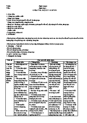 Giáo án môn Khoa học tự nhiên Lớp 9 - Kiểm tra học kỳ I - Năm học 2019-2020 - Trường THCS Sào Nam